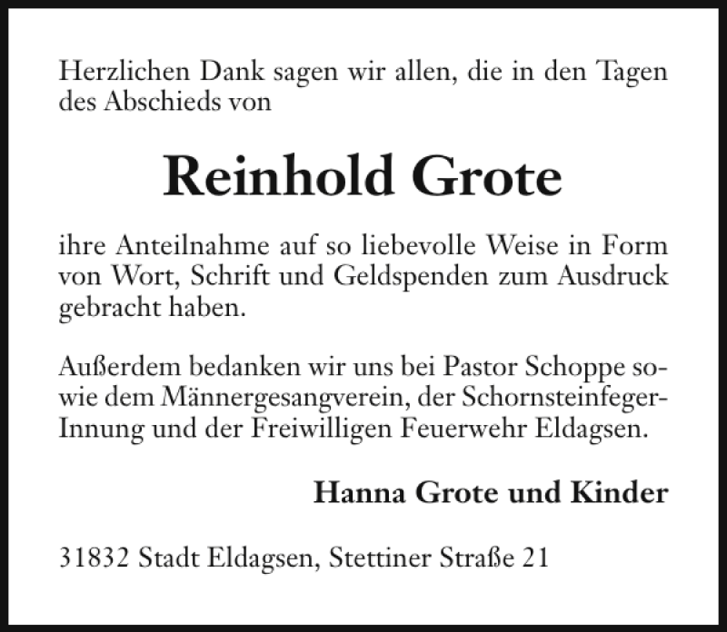 Traueranzeigen Von Reinhold Grote Trauerportal Ihrer Tageszeitung