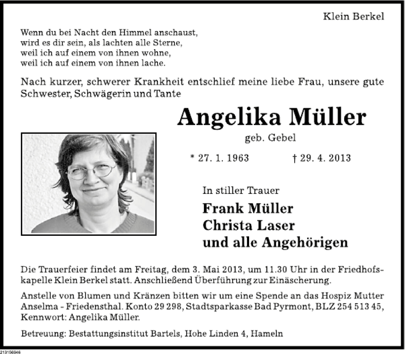 Traueranzeigen Von Angelika M Ller Trauerportal Ihrer Tageszeitung