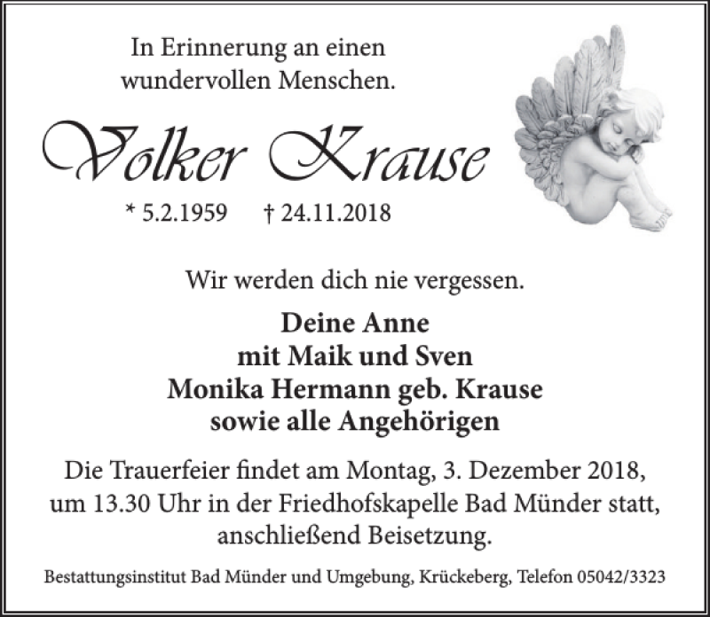 Traueranzeigen Von Volker Krause Trauerportal Ihrer Tageszeitung