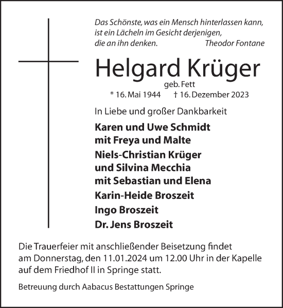 Traueranzeigen Von Helgard Kr Ger Trauerportal Ihrer Tageszeitung