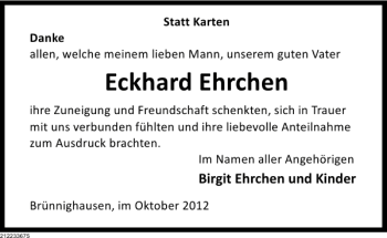 Traueranzeige von Eckhard Ehrchen von Deister- und Weserzeitung