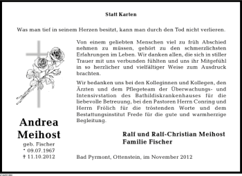 Traueranzeige von Andrea Meihost von Deister- und Weserzeitung