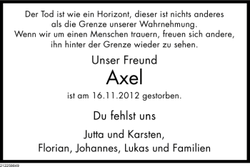 Traueranzeige von Axel  von Deister- und Weserzeitung