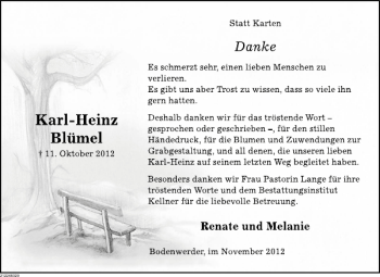 Traueranzeige von Karl-Heinz Blümel von Deister- und Weserzeitung