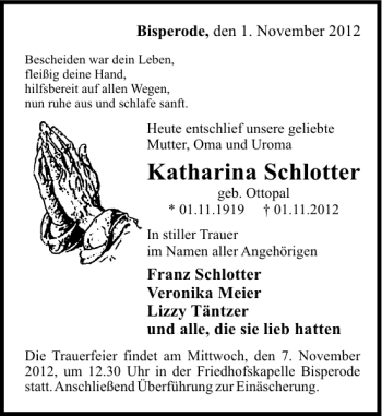 Traueranzeige von Katharina Schlotter von Deister- und Weserzeitung