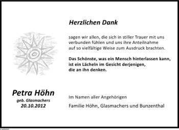 Traueranzeige von Petra Höhn von Deister- und Weserzeitung