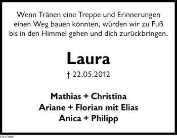 Traueranzeige von Laura  von Deister- und Weserzeitung