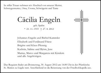 Traueranzeige von Engeln  von Deister- und Weserzeitung