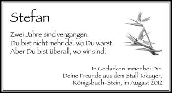 Traueranzeige von Stefan  von Deister- und Weserzeitung