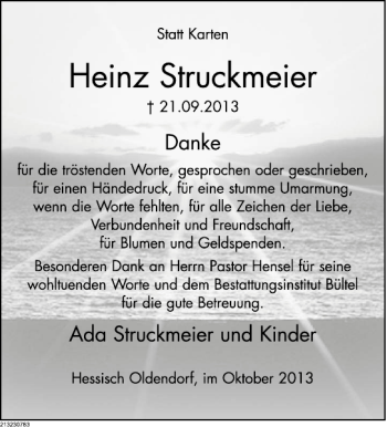Traueranzeige von Heinz Struckmeier von Deister- und Weserzeitung