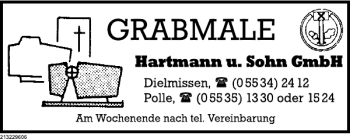 Traueranzeige von Grabmahle  von Deister- und Weserzeitung