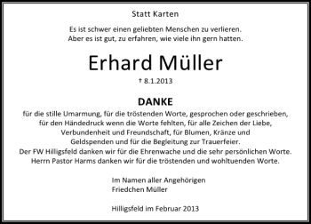 Traueranzeige von Erhard Müller von Deister- und Weserzeitung