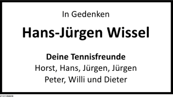 Traueranzeige von Hans-Jürgen Wissel von Deister- und Weserzeitung