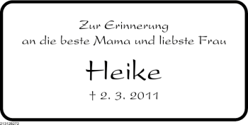 Traueranzeige von Heike  von Deister- und Weserzeitung