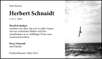 Traueranzeige von Herbert Schnaidt von Neue Deister-Zeitung