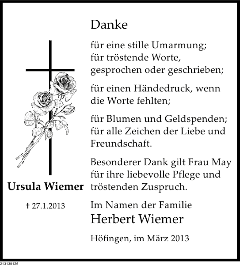 Traueranzeige für Herbert Wiemer vom 02.03.2013 aus Deister- und Weserzeitung