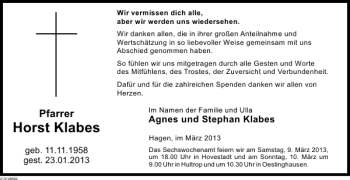 Traueranzeige von Horst Klabes von Deister- und Weserzeitung