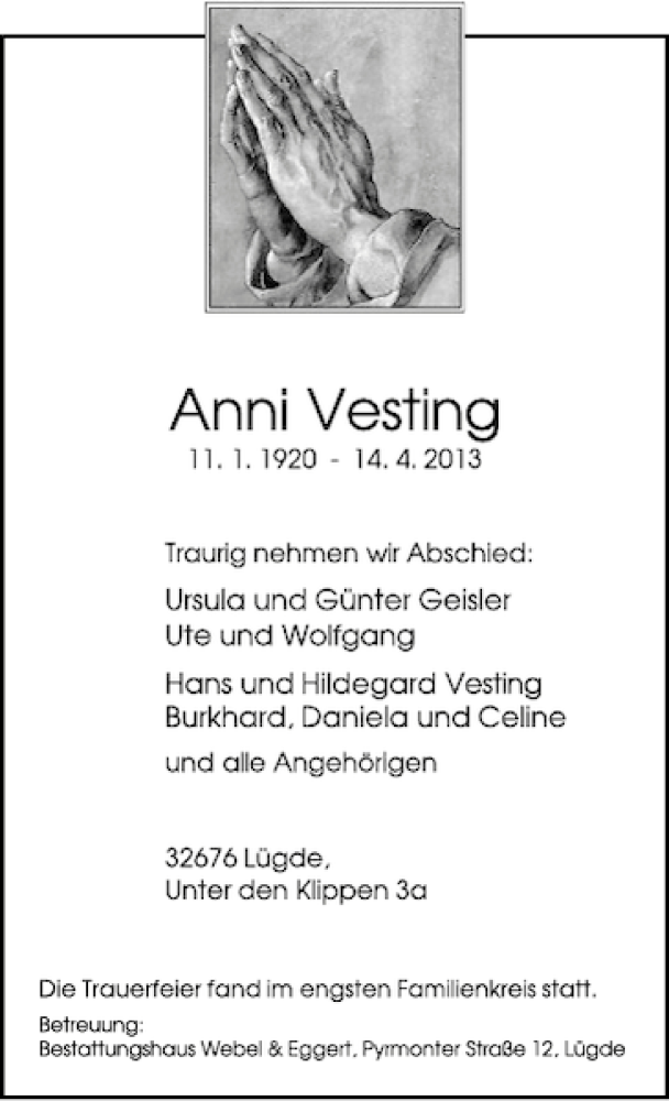  Traueranzeige für Horst Möller vom 19.04.2013 aus Deister- und Weserzeitung