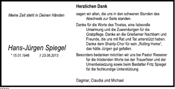 Traueranzeige von Hans-Jürgen Spiegel von Deister- und Weserzeitung