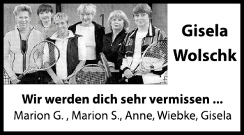 Traueranzeige von Gisela Wolschk von Deister- und Weserzeitung