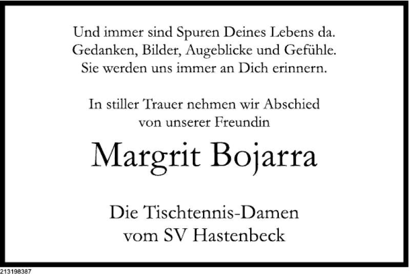  Traueranzeige für Margrit Bojarra vom 08.08.2013 aus Deister- und Weserzeitung