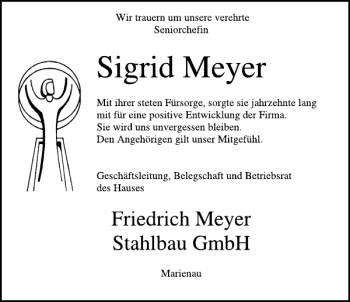 Traueranzeige von Sigrid Meyer von Deister- und Weserzeitung