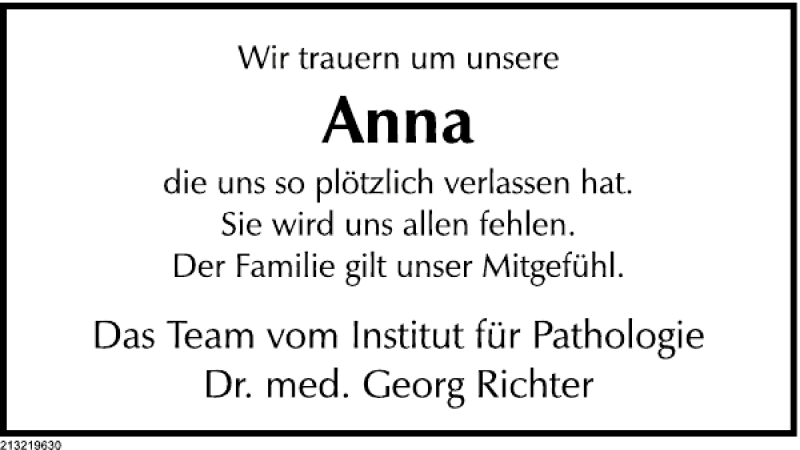  Traueranzeige für Anna Wehrmann vom 27.09.2013 aus Deister- und Weserzeitung