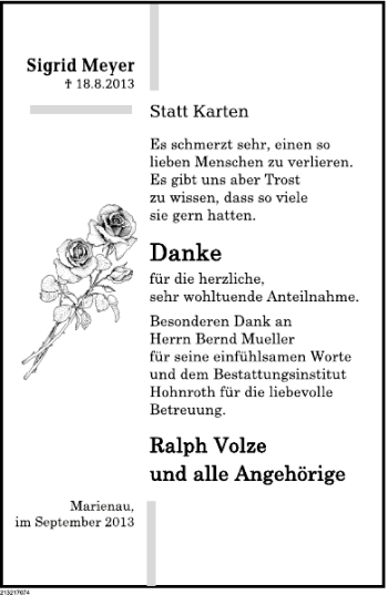 Traueranzeige von Sigrid Meyer von Deister- und Weserzeitung