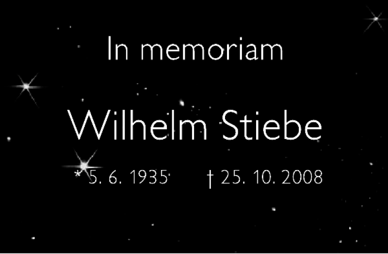  Traueranzeige für Wilhelm Stiebe vom 25.10.2014 aus Deister- und Weserzeitung