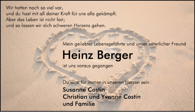  Traueranzeige für Heinz Berger vom 23.06.2015 aus Deister- und Weserzeitung