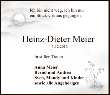Traueranzeige von Heinz-Dieter Meier von Deister- und Weserzeitung