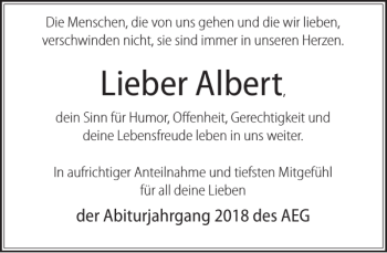 Traueranzeige von Albert Hagen von Deister- und Weserzeitung