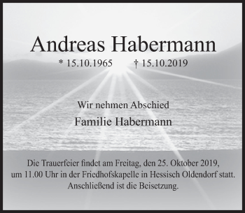 Traueranzeige von Andreas Habermann von Deister- und Weserzeitung