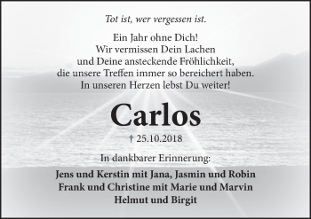 Traueranzeige von Carlos  