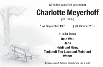 Traueranzeige von Charlotte Meyerhoff 