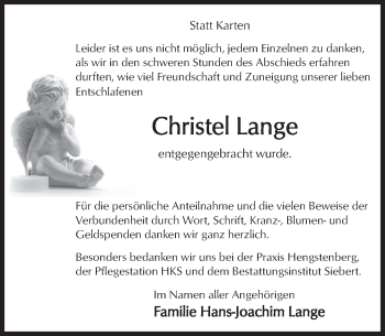 Traueranzeige von Christel Lange von Deister- und Weserzeitung