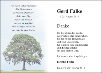 Traueranzeige von Gerd Falke von Deister- und Weserzeitung