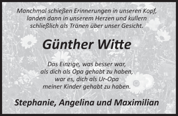 Traueranzeige von Günther Witte von Deister- und Weserzeitung