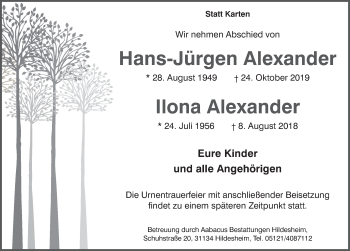 Traueranzeige von Hans-Jürgen Alexander von Neue Deister-Zeitung