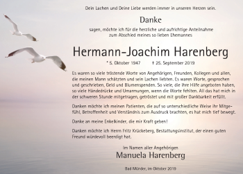 Traueranzeige von Hermann-Joachim Harenberg von Neue Deister-Zeitung