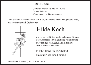 Traueranzeige von Hilde Koch von Deister- und Weserzeitung