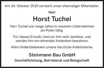 Traueranzeige von Horst Tuchel von Deister- und Weserzeitung