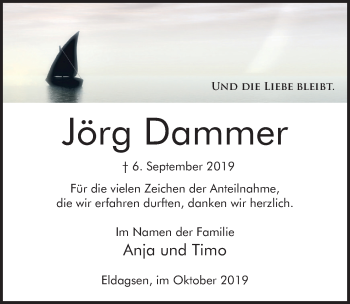 Traueranzeige von Jörg Dammer 