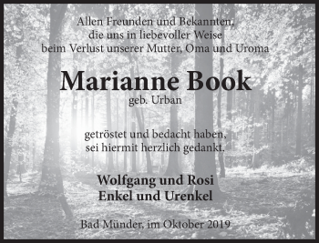Traueranzeige von Marianne Book von Deister- und Weserzeitung