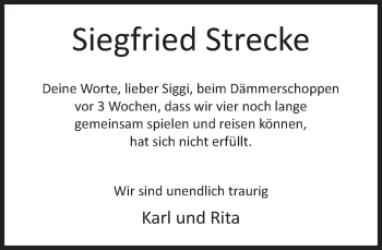 Traueranzeige von Siegfried Strecke von Deister- und Weserzeitung