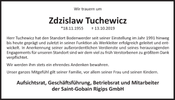 Traueranzeige von Zdzislaw Tuchewicz von Deister- und Weserzeitung
