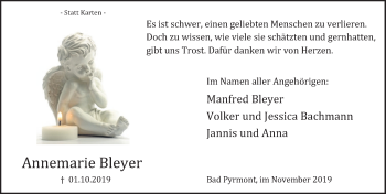 Traueranzeige von Annemarie Bleyer von Deister- und Weserzeitung