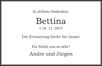 Traueranzeige von Bettina  von Deister- und Weserzeitung