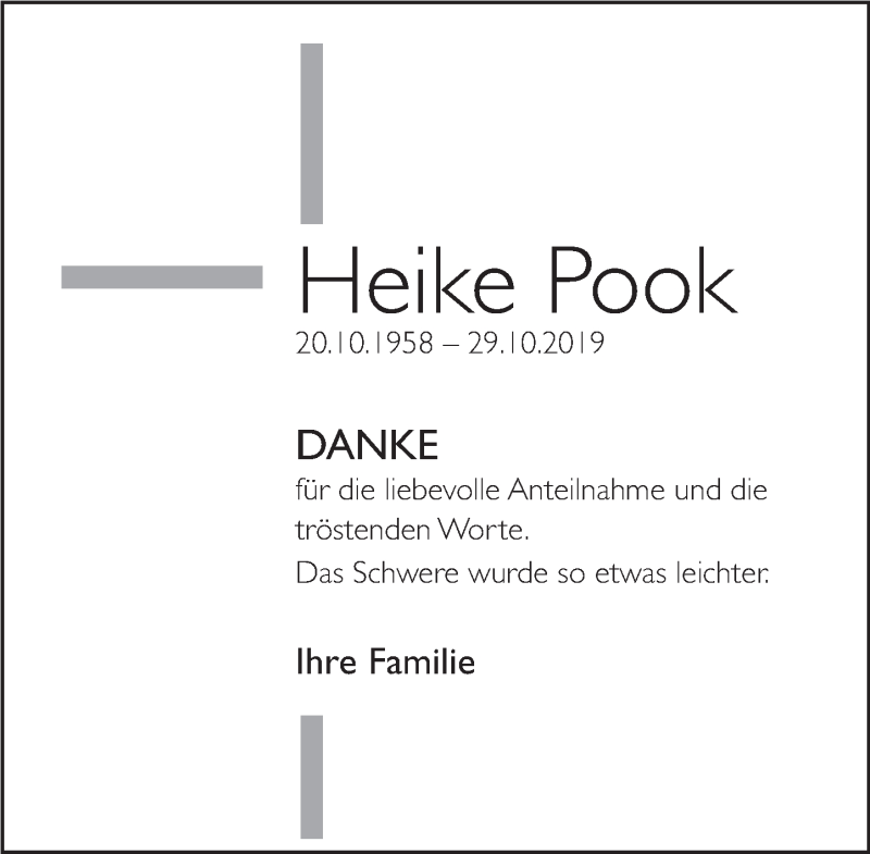  Traueranzeige für Heike Pook vom 30.11.2019 aus Deister- und Weserzeitung