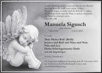 Traueranzeige von Manuela Sigusch von Deister- und Weserzeitung